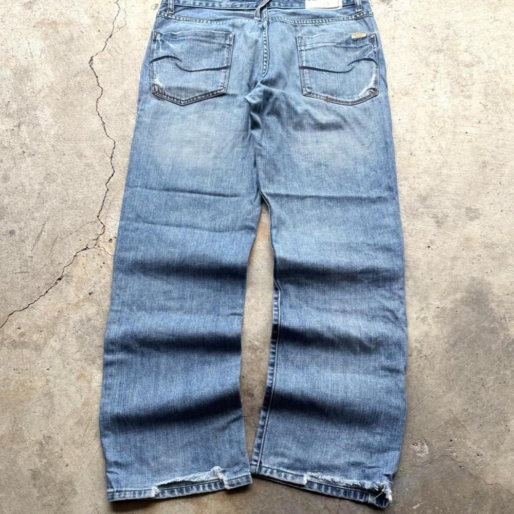 Mens Signature Levi Strauss Baggy Jeans 34x32 Light Wash Y2K Skater Button Fly